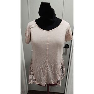 NWT Cedar Rose Blush Pink Lace Sharkbite Tunic Top Small Boho Romantic